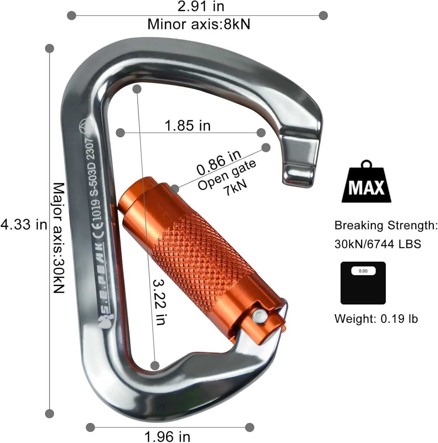 SEPEAK UIAA 30kN Climbing Carabiner Clips, Professional Heavy Duty Twist Locking Carabiners for Climbing,Mountaineering, Rappelling, Camping, Hiking, Swings, Large D Ring Hooks
