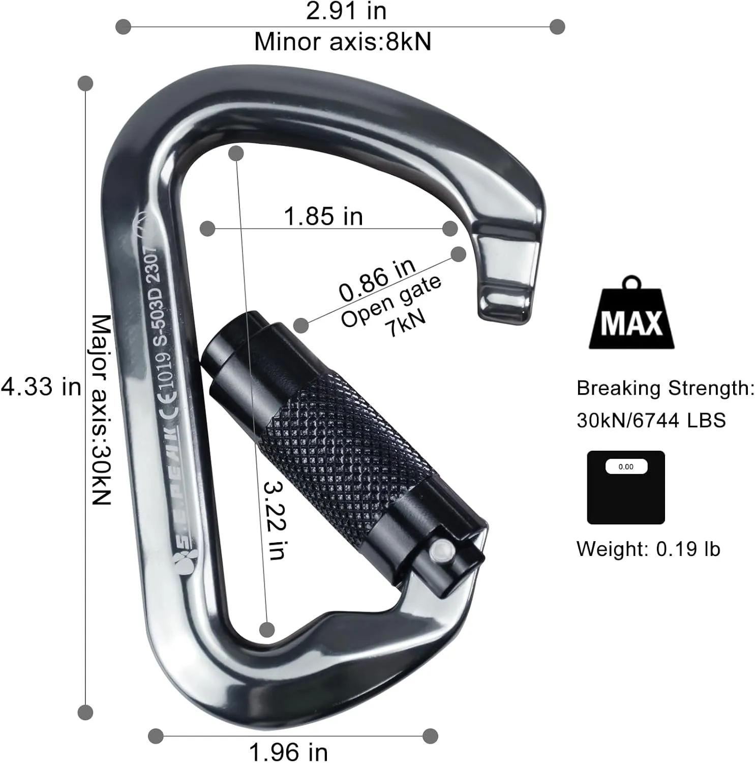 SEPEAK UIAA 30kN Climbing Carabiner Clips, Professional Heavy Duty Twist Locking Carabiners for Climbing,Mountaineering, Rappelling, Camping, Hiking, Swings, Large D Ring Hooks