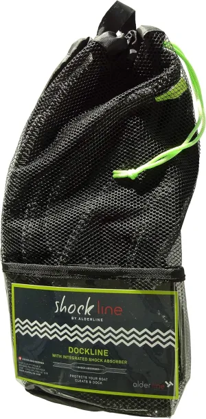 Shockline 1 Inch Dock Line with Integrated Shock Absorber, Double Braided, Polyester, 25, 35, 50 FT, Hand Spliced 12" Eye, Black