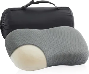 Silicone Camping Pillow,Entire Washable and Sun Dryable, Cool & Breathable Mesh Cover, Adjustable Height,Travel Pillow for Backpacking, Airplane,Car,Compressible Medium Firm