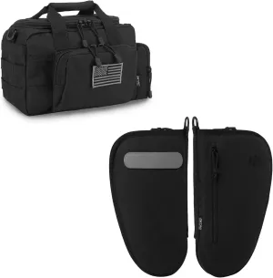Single Padded Pistol Bag Large (Black)   Range Bag Small for 2X Pistol (Black), Lockable Zipper, Durable Material, Compact Design