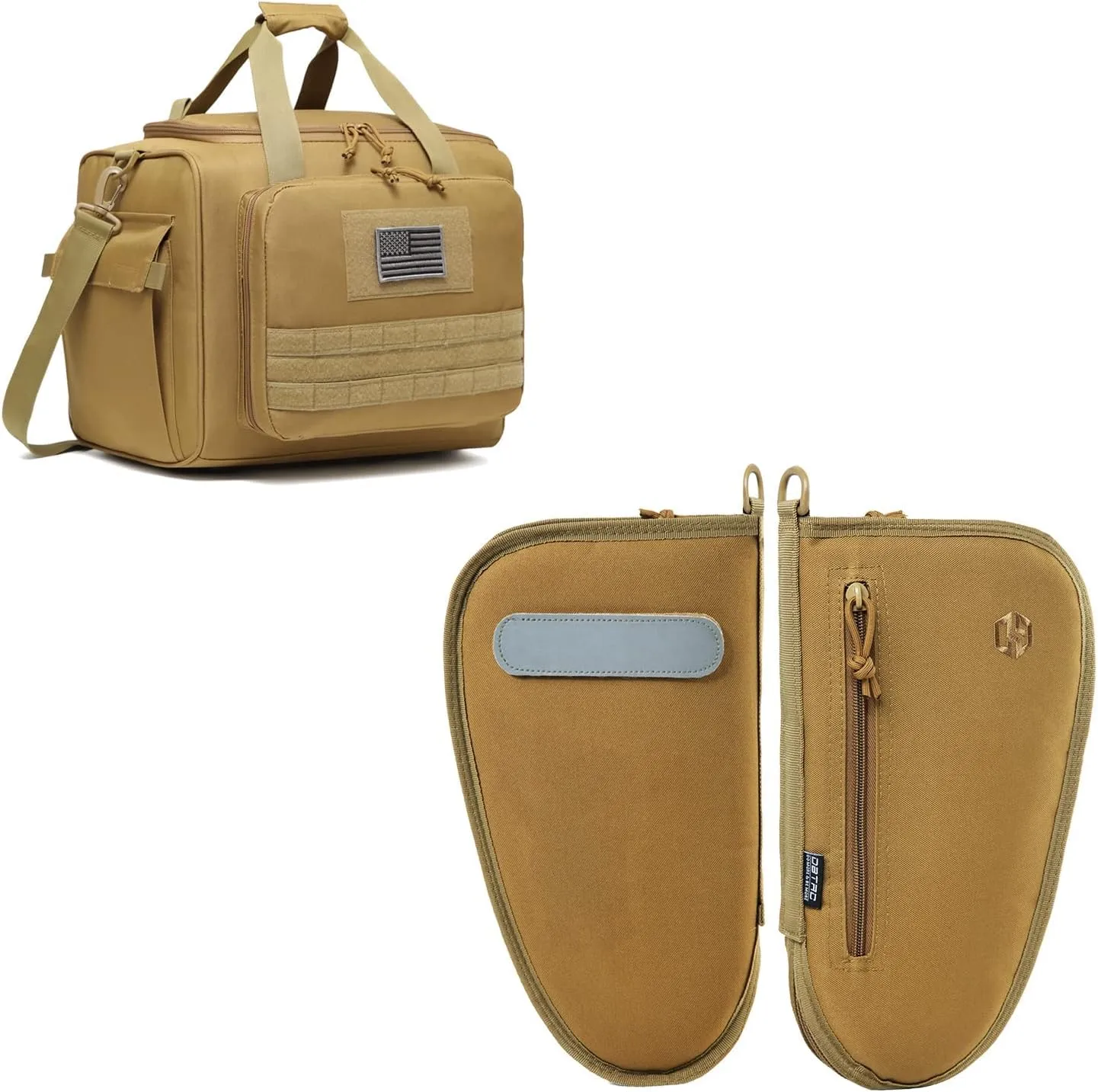 Single Padded Pistol Bag Large (Tan)   Range Bag Large for 4  Pistol (Tan), Lockable Zipper, Durable Material, Compact Design