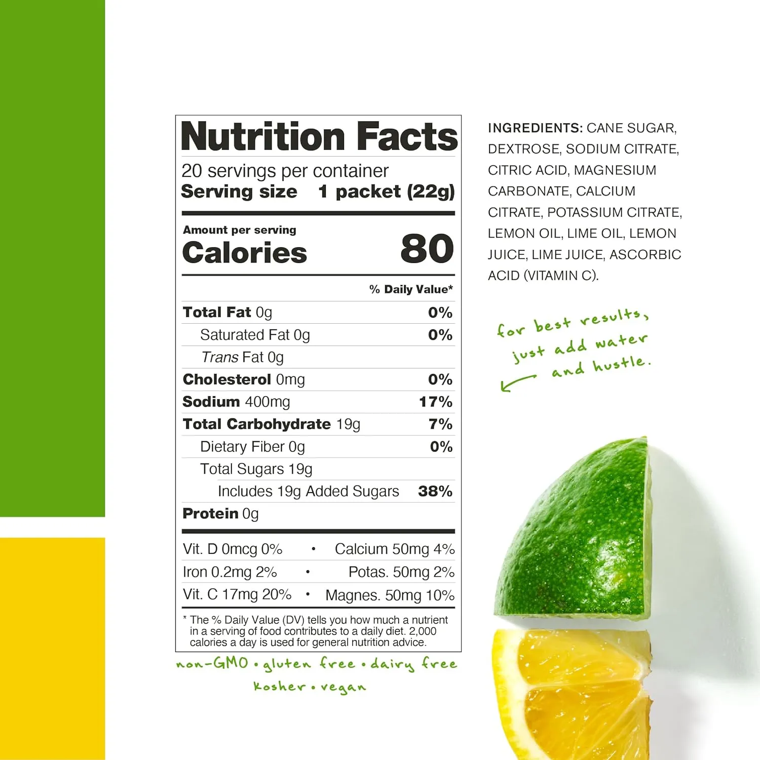 SKRATCH LABS Hydration Packets - Hydration Drink Mix, Lemon Lime (20ct) - Electrolyte Powder Packets Developed for Athletes and Sports Performance - Gluten Free, Vegan, Kosher