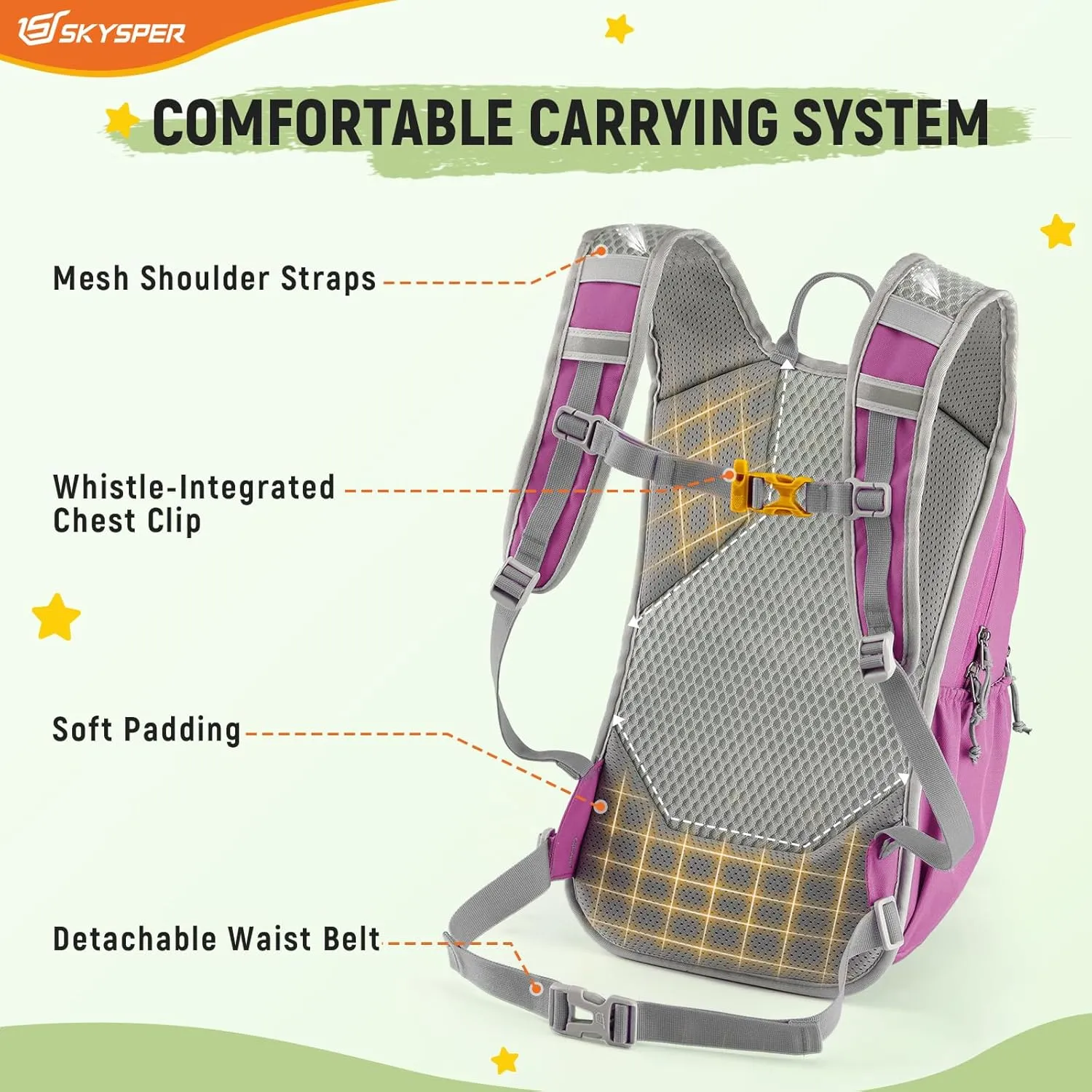 SKYSPER Kid Backpack for Boys Girls Kids Travel Backpack Day Pack for Outdoor Day Trips Kids 16" tall(Purple)