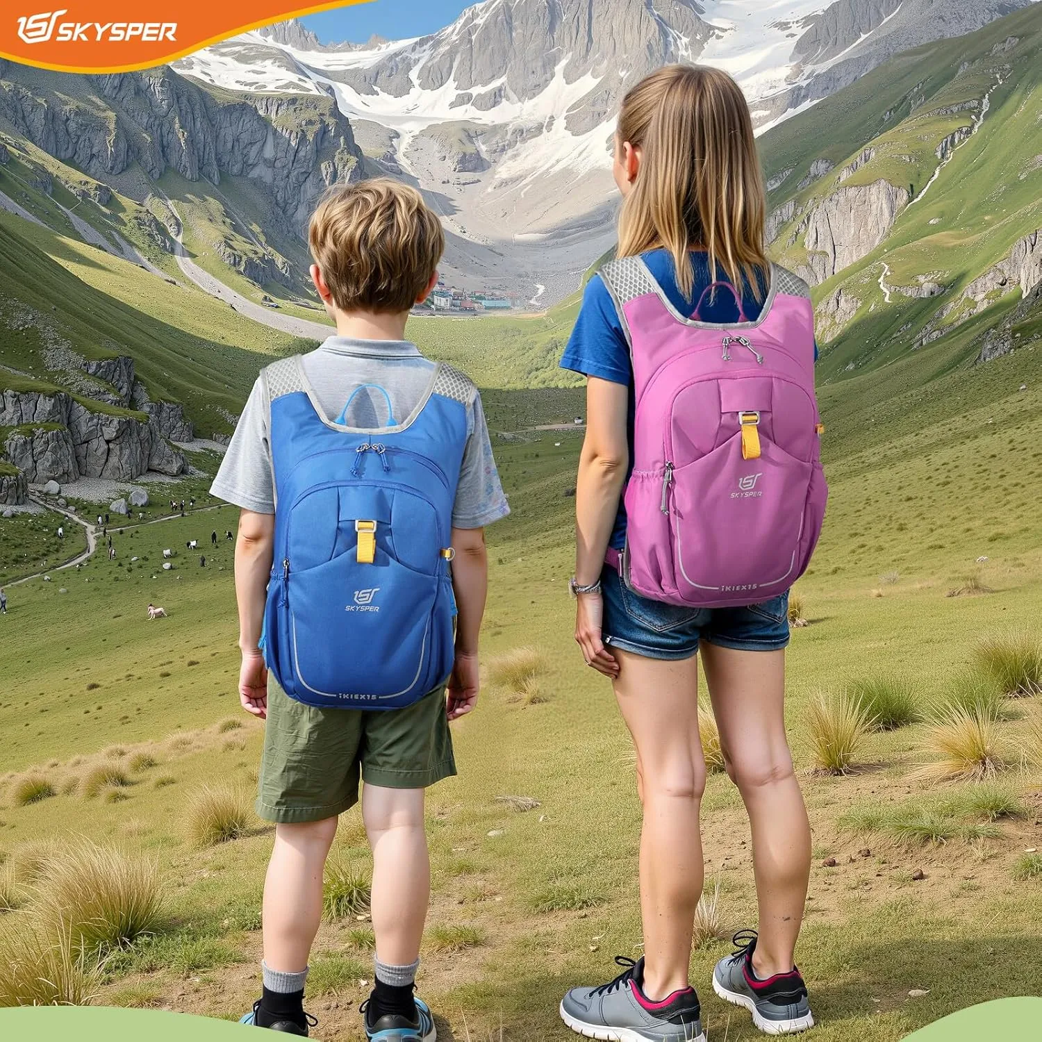 SKYSPER Kid Backpack for Boys Girls Kids Travel Backpack Day Pack for Outdoor Day Trips Kids 16" tall(Purple)