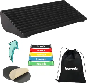 Slant Board Squat Wedge Non-slip Base with 5pcs Resistant Bands & String Bag-Physical Therapy Equipment for Fasciitis & Tendonitis, Calf Stretcher that Improves Mobility Balance & Strength