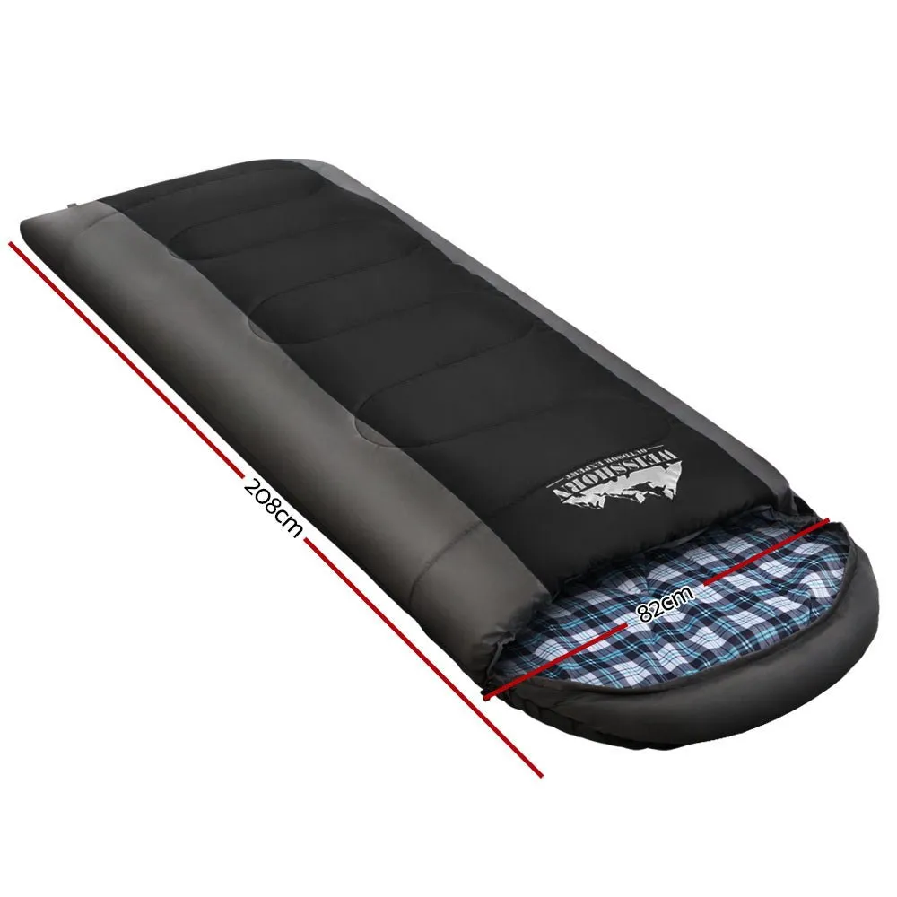 Sleeping Bag Single -20°C Weisshorn Thermal Camping Hiking Tent Black