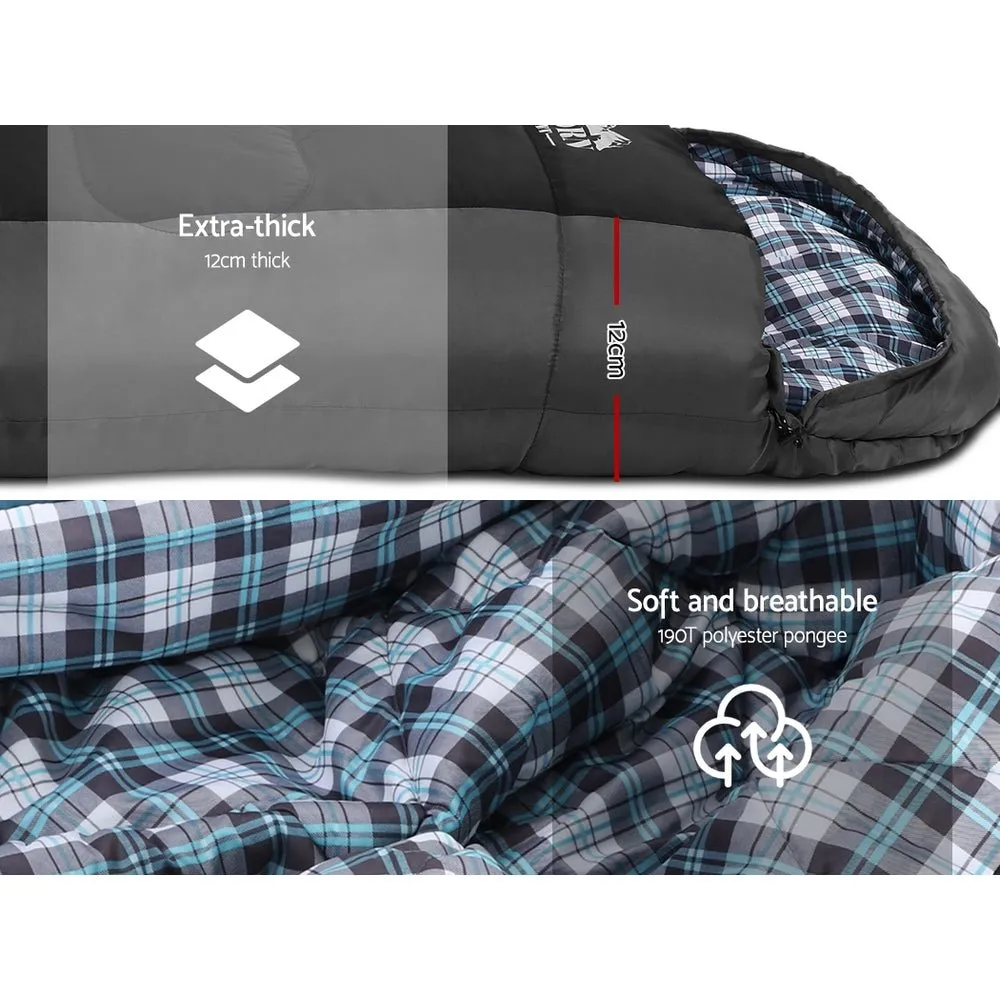Sleeping Bag Single -20°C Weisshorn Thermal Camping Hiking Tent Black