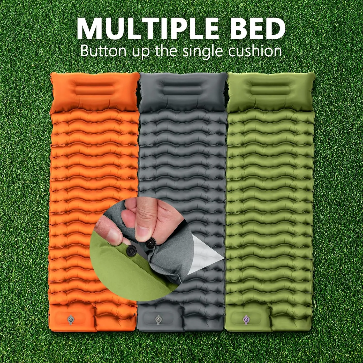 Sleeping Pad for Camping, Ultralight Inflatable Camping Mat with Pillow Built-in Foot Pump Sleeping Pads, Compact & Lightweight Camp Air Mattress for Backpacking, Hiking