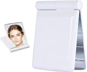 Small Compact Mirror,Travel Pocket Makeup Mirror,Portable Folding Lighted Mirror with 8 LED Lights,Handheld,Double-Side, Battery-Operated,Mini LED Mirrors for Women,Girls
