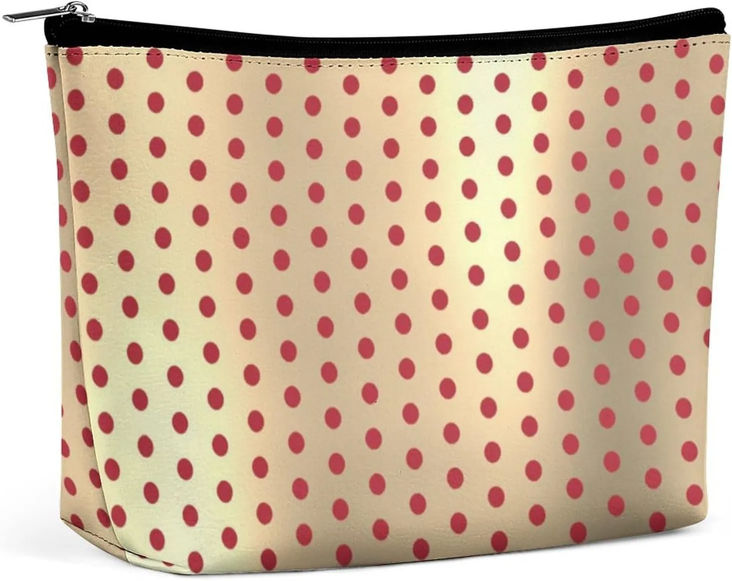 Small Cosmetic Bag, Classic Elegant Gold Red Polka Dots Makeup Bags Elegant Roomy Pouch for Women,Travel Toiletry Accessories Organizer
