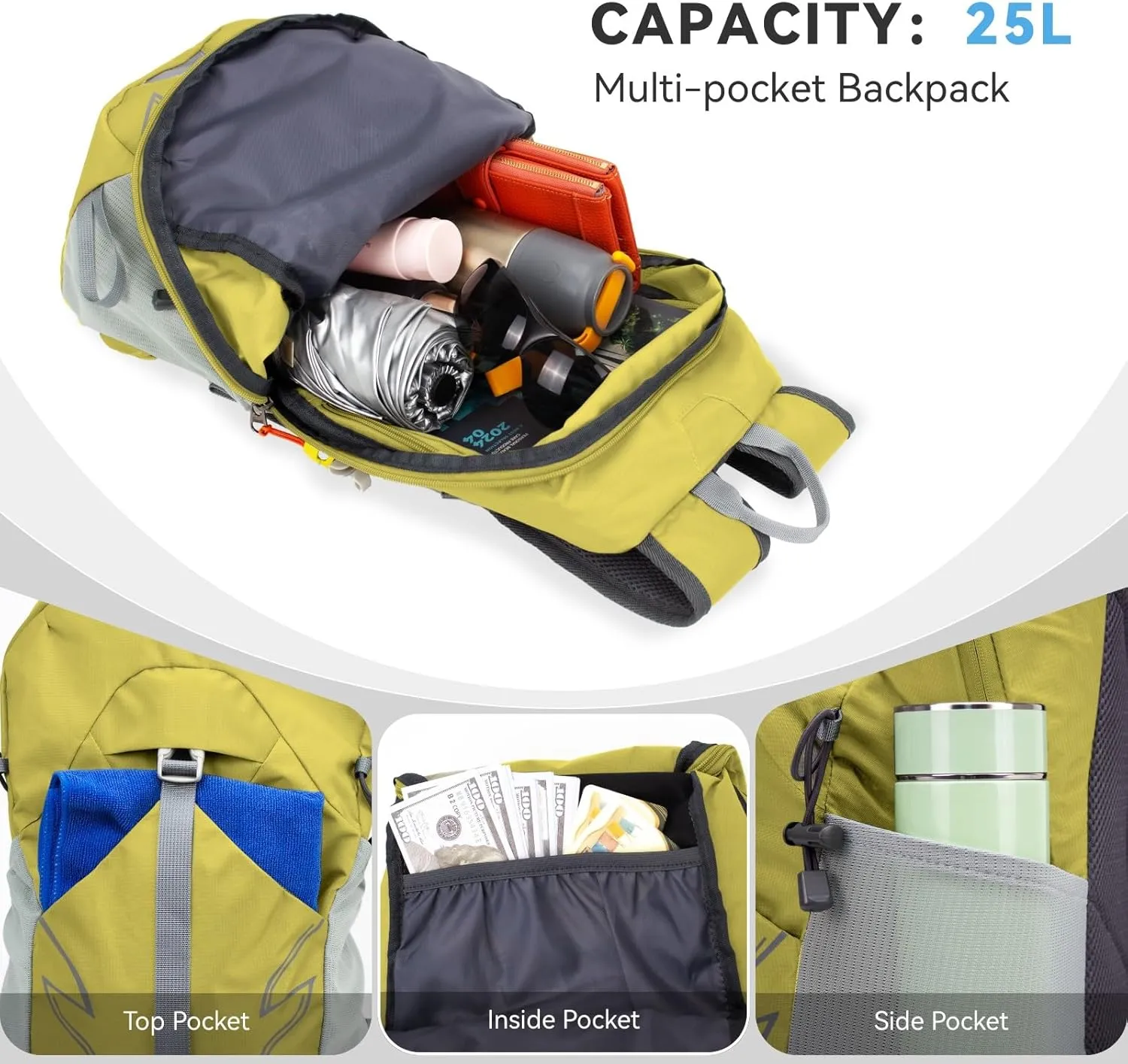 Small Lightweight Hiking Backpack，20L Foldable Hiking Daypack Cycling Hydration Backpack Travel Camping Bag