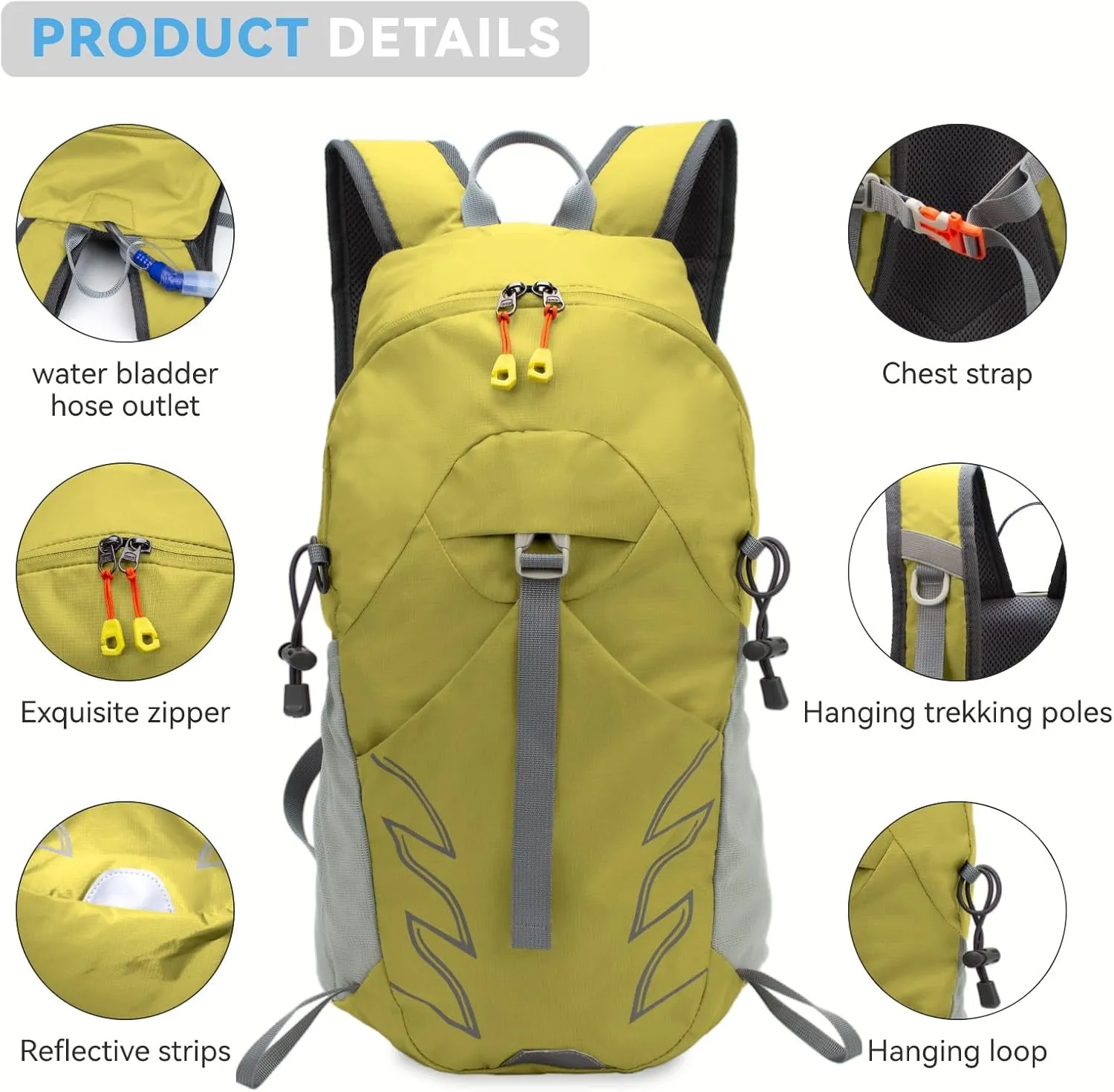 Small Lightweight Hiking Backpack，20L Foldable Hiking Daypack Cycling Hydration Backpack Travel Camping Bag