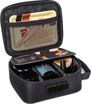 Smell Proof Bag with Combination Lock, Airtight Zippers Carbon Lining & Removable Dividers, Odor Proof Container for Smoking Accessories, Odorless Travel Box Blocks Out Strong Odors