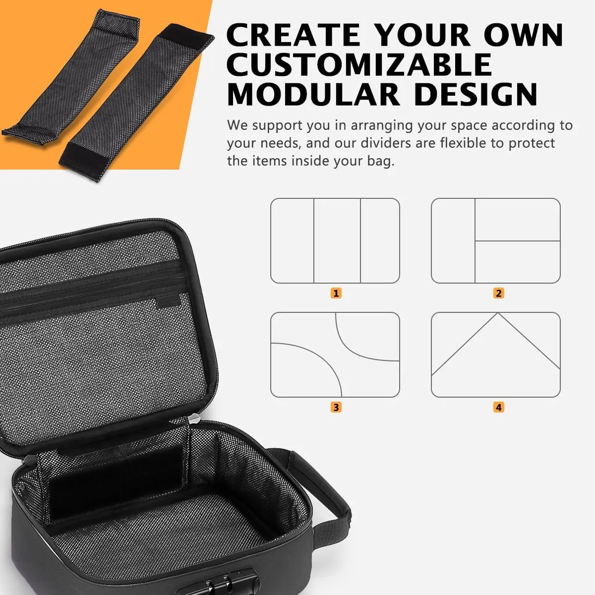 Smell Proof Bag with Combination Lock, Airtight Zippers Carbon Lining & Removable Dividers, Odor Proof Container for Smoking Accessories, Odorless Travel Box Blocks Out Strong Odors
