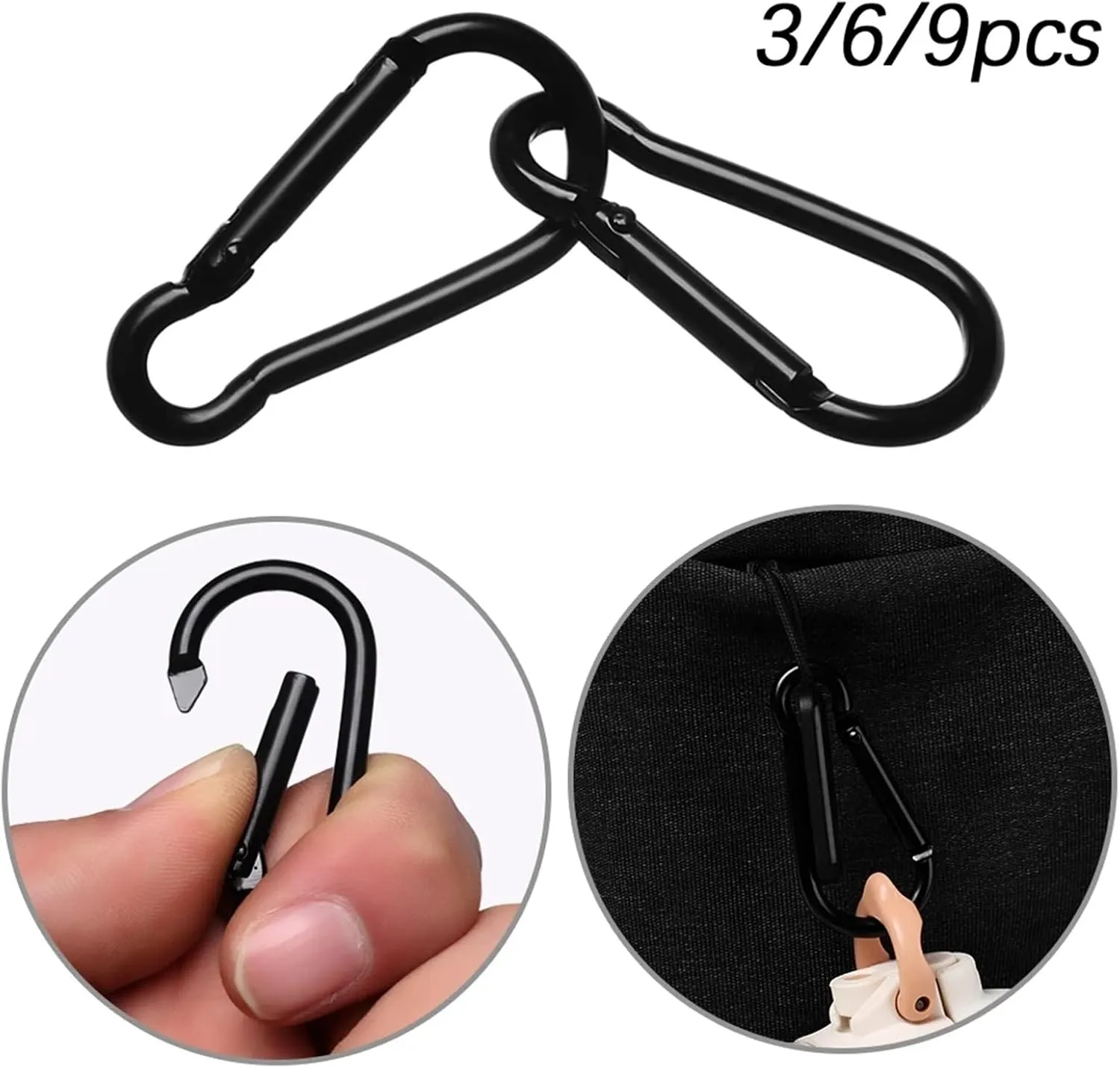 Snap Hooks 3/6/9pcs Quickdraws Outdoor Packback Buckles Climbing Camping Hiking Snap Clip Water Bottle Hooks Keychain D Carabiner