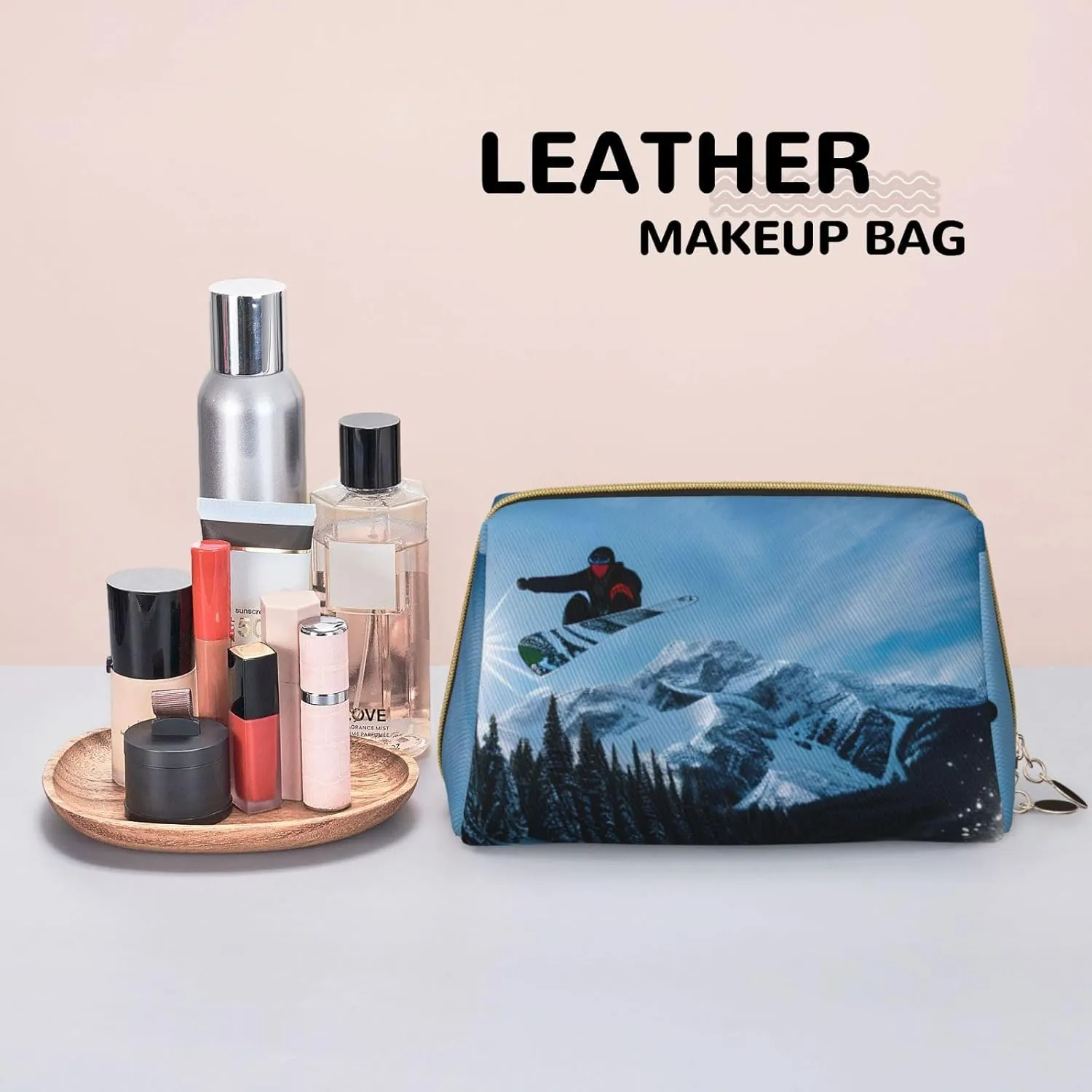 Snowboarding Toiletry Pouch, Travel-Friendly Makeup Organizer For Makeup Brushes, Lipsticks