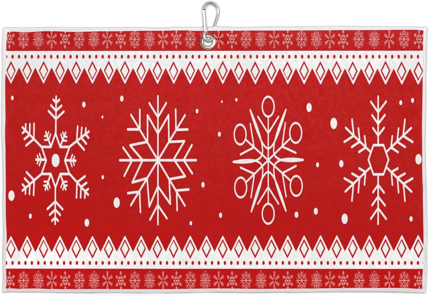 Snowflake Patterns Hand Drawn Golf Towel with Heavy Duty Carabiner Clip Quick Dry Ultra Absorbent Club Ball Cleaning Towel Golf Accessories for Men Women