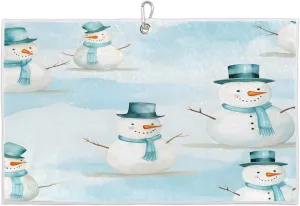Snowman Scarf Golf Towel with Heavy Duty Carabiner Clip Quick Dry Ultra Absorbent Club Ball Cleaning Towel Golf Accessories for Men Women