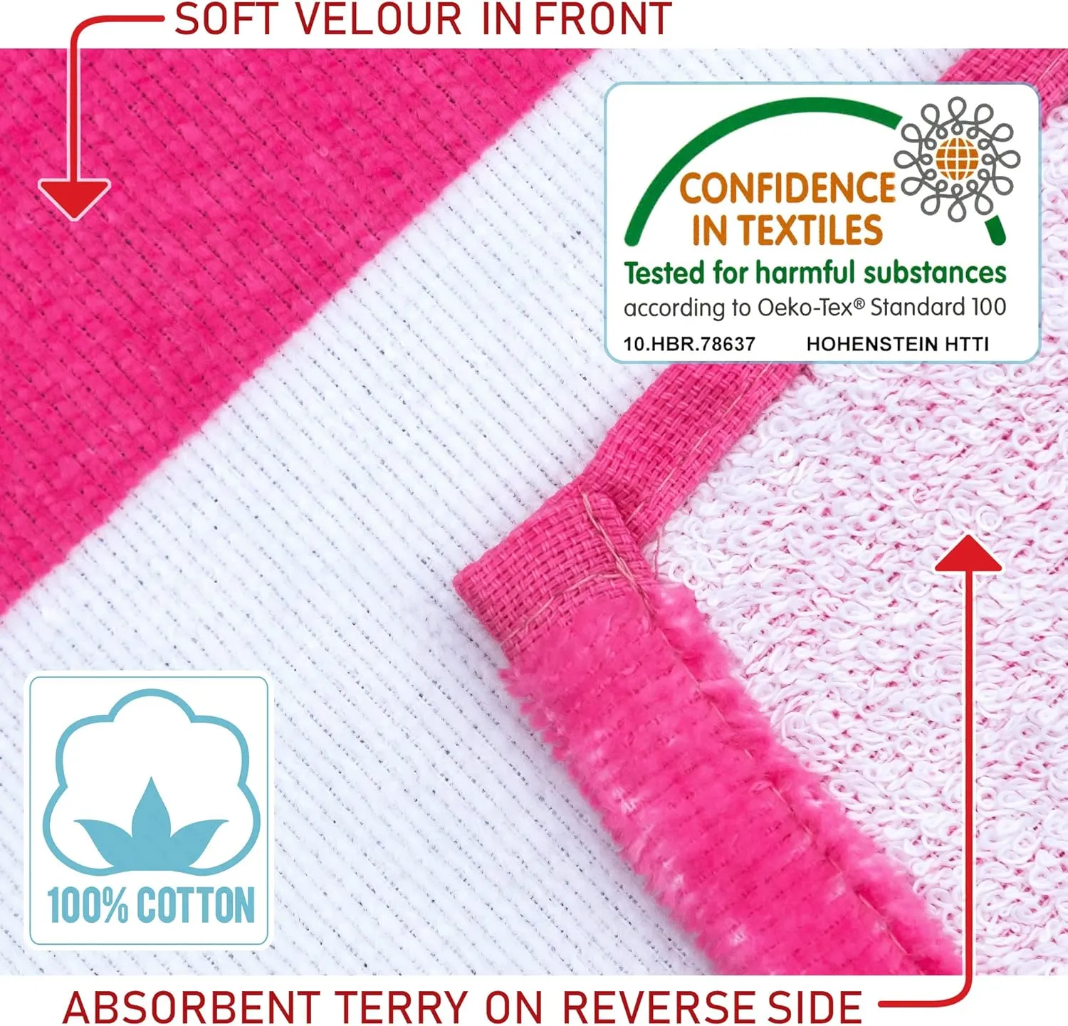 Softerry Flamingo Stripes Beach Towel 28 x 55 inches 100% Cotton (28" x 55", Flamingo Stripes)