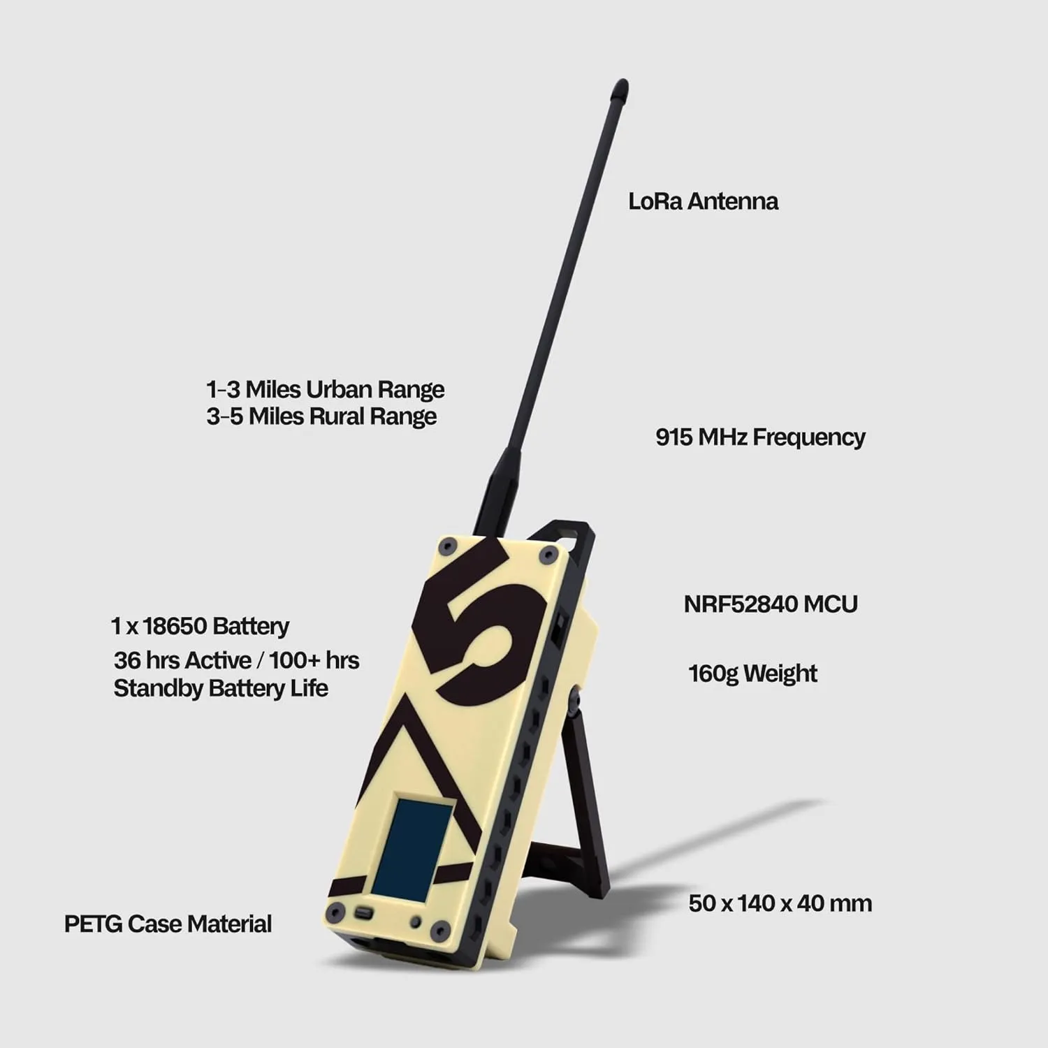 SpecFive Trekker Delta Meshtastic LoRa GPS Communicator – Long-Range Off-Grid Radio for Secure Messaging, No Cell Service Needed, Ideal for Emergency, Hiking, Tactical & Survival Use (Desert Sand)
