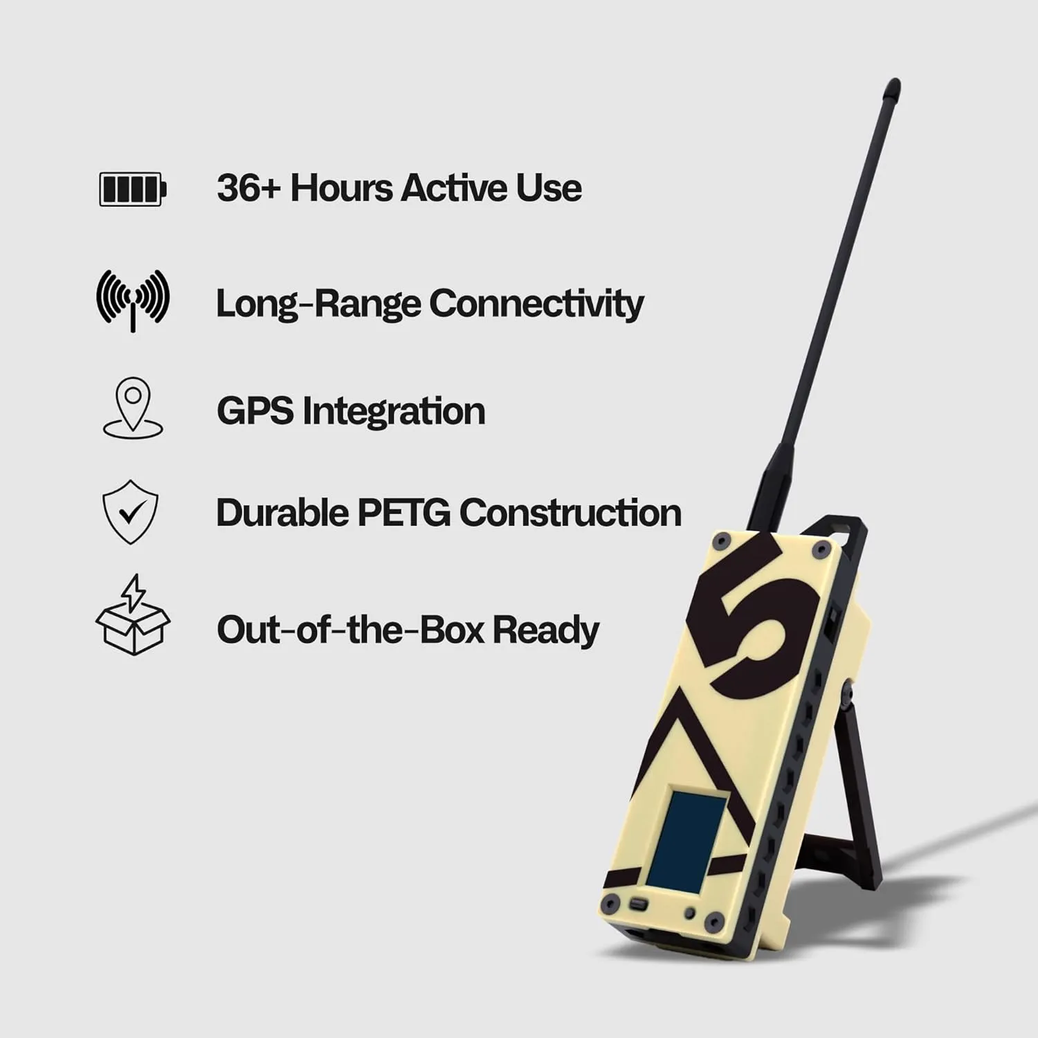 SpecFive Trekker Delta Meshtastic LoRa GPS Communicator – Long-Range Off-Grid Radio for Secure Messaging, No Cell Service Needed, Ideal for Emergency, Hiking, Tactical & Survival Use (Desert Sand)