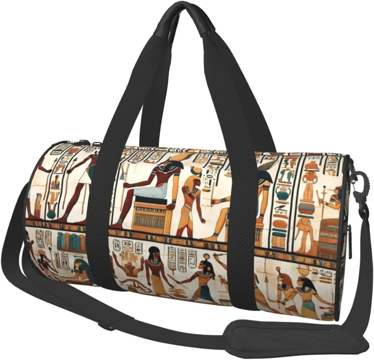 Sports Duffel Bag Ancient-Egyptian-Hieroglyph-Murals Foldable Travel Tote Bag Weekender Sleepover Carry On Bag