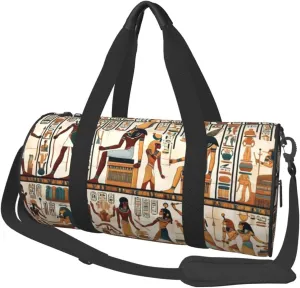 Sports Duffel Bag Ancient-Egyptian-Hieroglyph-Murals Foldable Travel Tote Bag Weekender Sleepover Carry On Bag