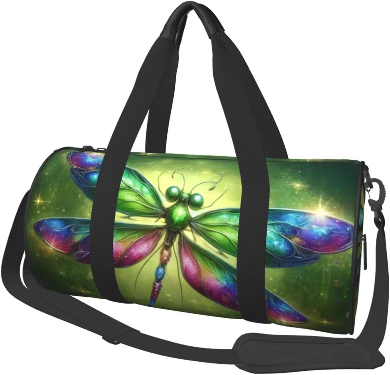 Sports Duffel Bag Colorful-Jewel-Dragonfly Foldable Travel Tote Bag Weekender Sleepover Carry On Bag