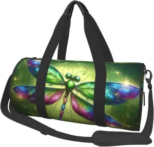 Sports Duffel Bag Colorful-Jewel-Dragonfly Foldable Travel Tote Bag Weekender Sleepover Carry On Bag