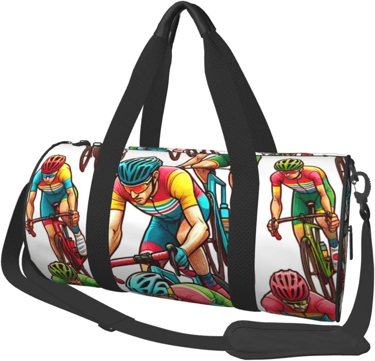 Sports Duffel Bag Cyclist-Bike-France-Colorful Foldable Travel Tote Bag Weekender Sleepover Carry On Bag
