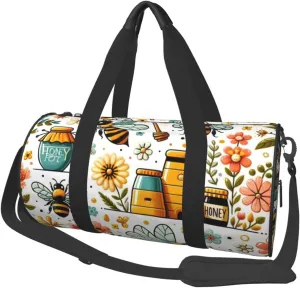Sports Duffel Bag Funny-Bee-Honey Foldable Travel Tote Bag Weekender Sleepover Carry On Bag