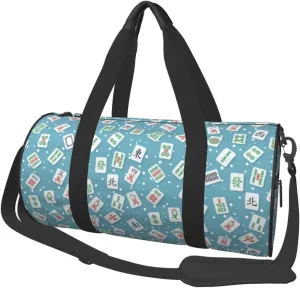 Sports Duffel Bag Mahjong-Hipster-China Foldable Travel Tote Bag Weekender Sleepover Carry On Bag