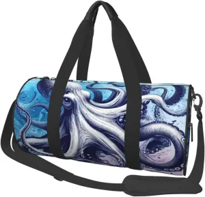 Sports Duffel Bag Powerful-Watercolor-Inkfish Foldable Travel Tote Bag Weekender Sleepover Carry On Bag