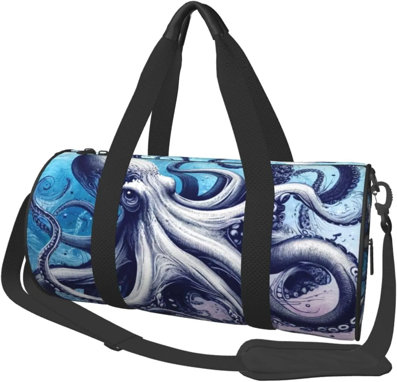 Sports Duffel Bag Powerful-Watercolor-Inkfish Foldable Travel Tote Bag Weekender Sleepover Carry On Bag