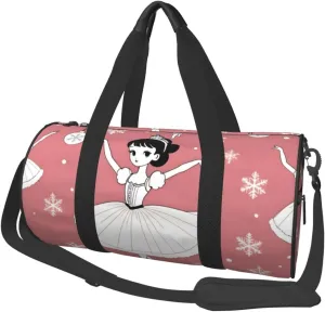 Sports Duffel Bag Snowflake-Ballet-Christmas Foldable Travel Tote Bag Weekender Sleepover Carry On Bag
