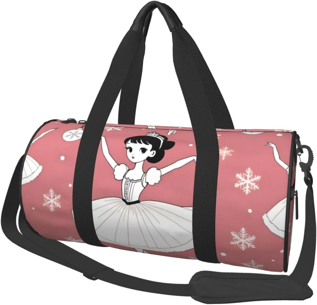 Sports Duffel Bag Snowflake-Ballet-Christmas Foldable Travel Tote Bag Weekender Sleepover Carry On Bag