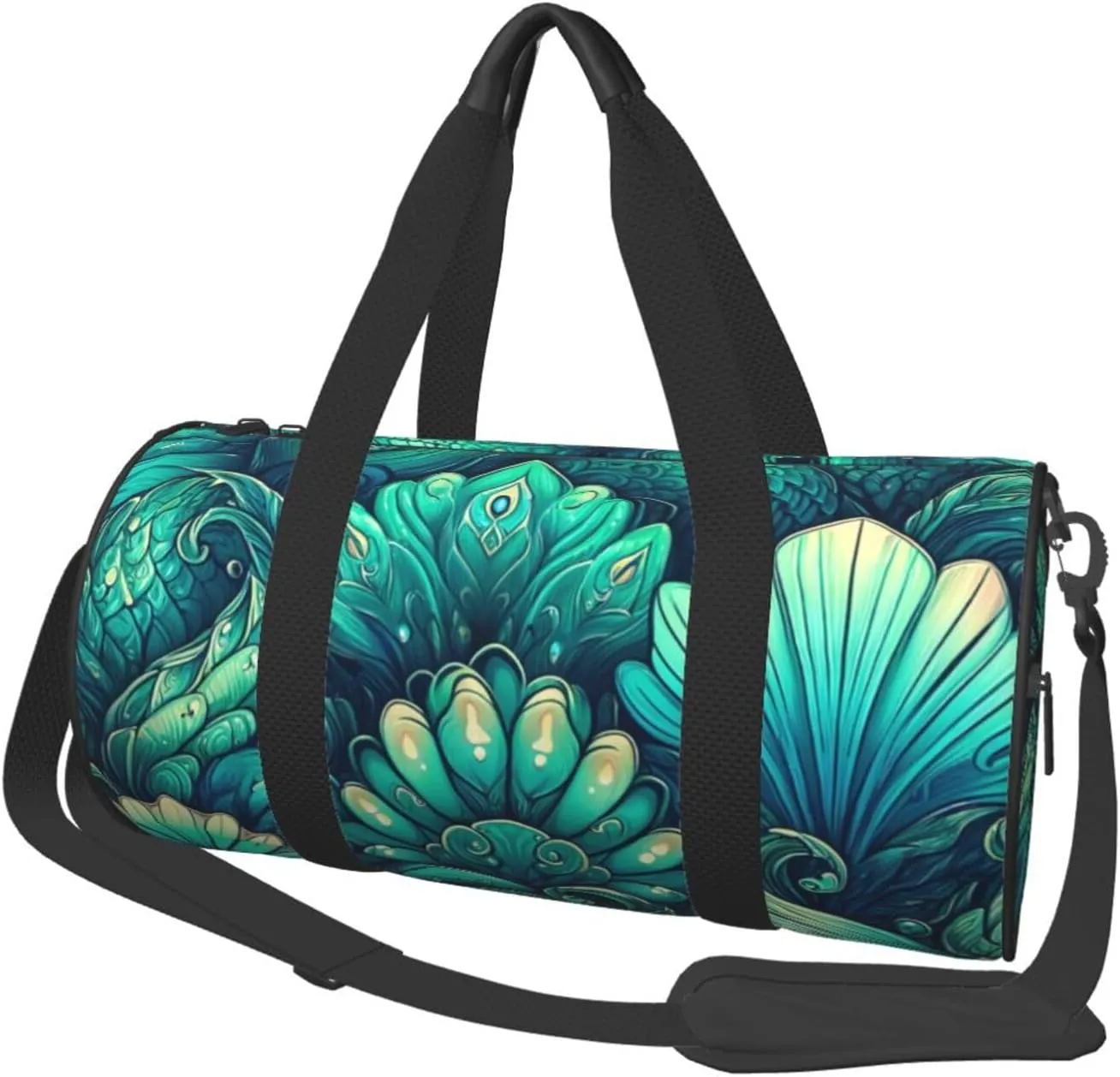 Sports Duffel Bag Teal-Mermaid-Scales Foldable Travel Tote Bag Weekender Sleepover Carry On Bag