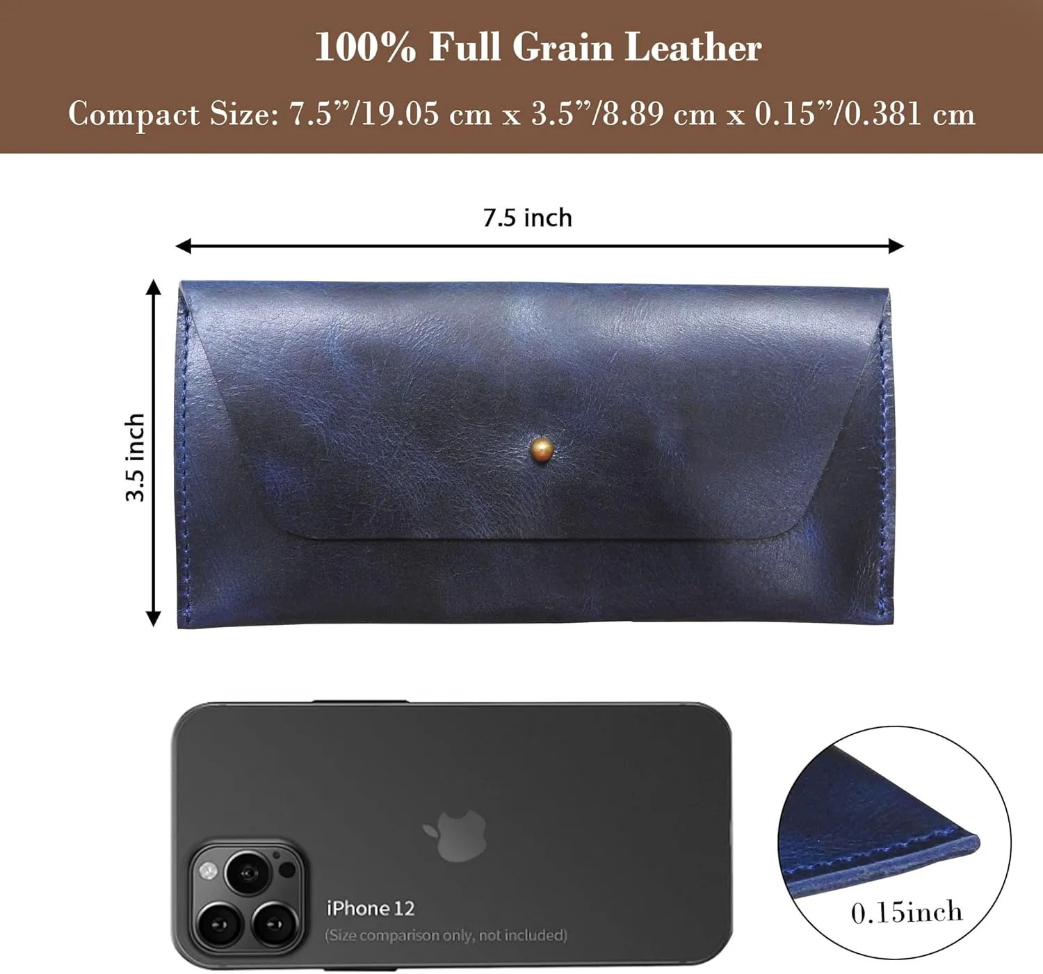 Succor Genuine Leather Cash Envelopes Wallet For Men | Money Bag Pouch | Reusable Budget Envelope | Retro Clutch Wallet | Leather Money Envelope For Men and Women, Blue
