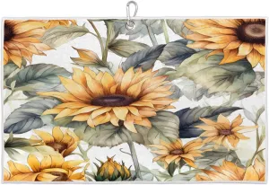 Sunflower Floral Vintage Golf Towel with Heavy Duty Carabiner Ultra Absorbent Quick Dry Perfect for Cleaning Clubs Balls Gear Essential Golf Accessory for Men Women Kids