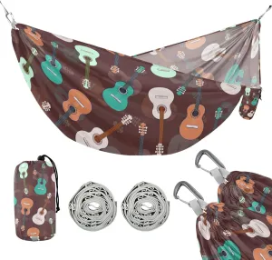 susiyo Portable Camping Hammock Guitars Multicolored Printed Lightweight Hammock Comfortable Travel Swing with Tree Straps for Camping Hiking Backpacking Travel or Beach - Up to 330lbs