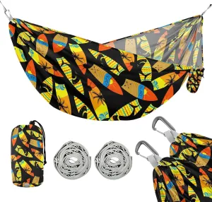 susiyo Portable Camping Hammock Summer Surf Printed Lightweight Hammock Comfortable Travel Swing with Tree Straps for Camping Hiking Backpacking Travel or Beach - Up to 330lbs