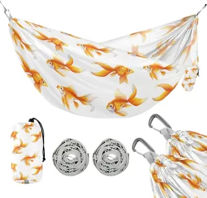 susiyo Portable Camping Hammock Watercolor Goldfish Printed Lightweight Hammock Comfortable Travel Swing with Tree Straps for Camping Hiking Backpacking Travel or Beach - Up to 330lbs