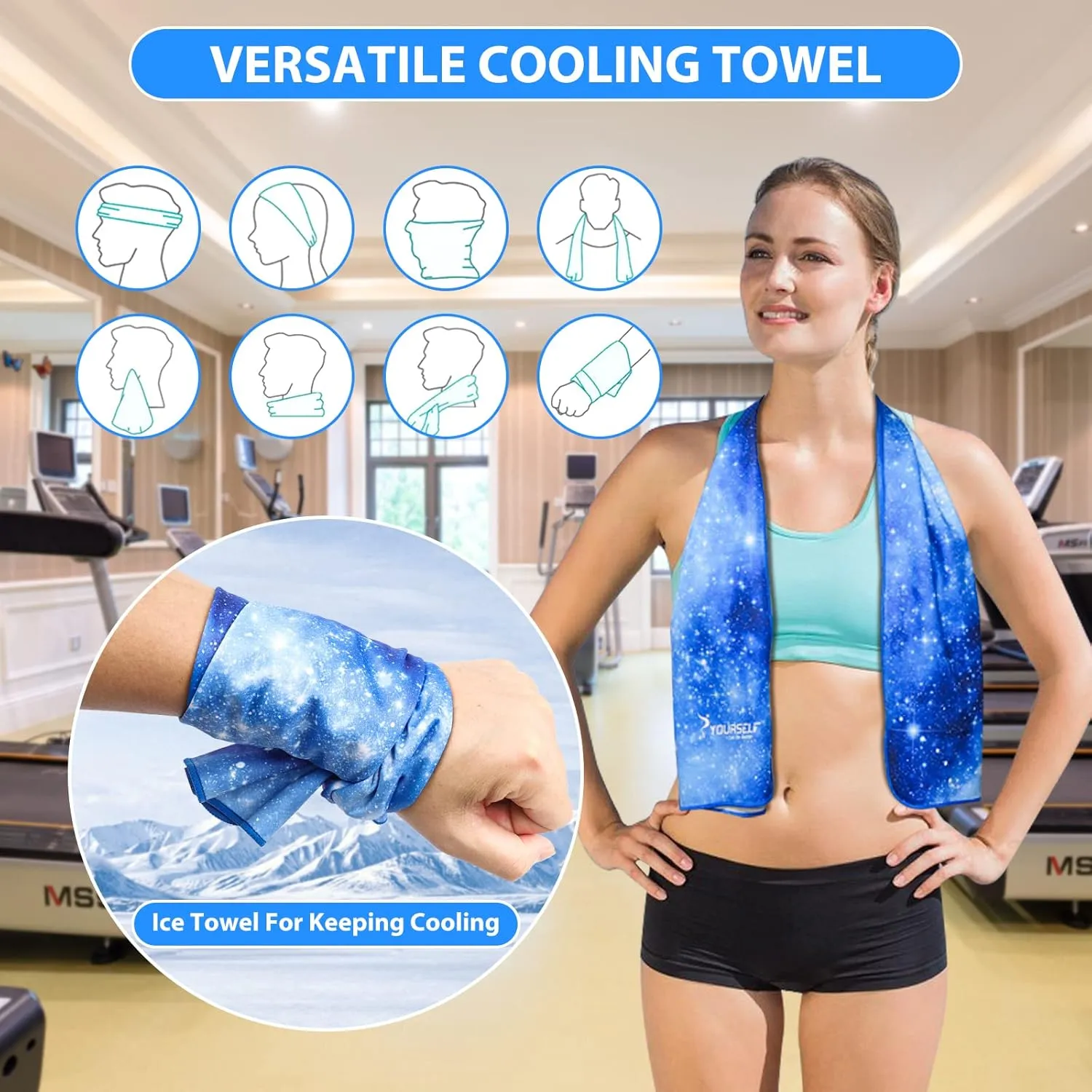 SYOURSELF Cooling Towels for Neck and Face, 4 Pack 40" x 12" Cooling Towel for Hot Weather, Soft Breathable Instant Cool Chilly Pad for Sports Golf Yoga Gym Athletes Camping Ice Towels(Bstarry)