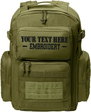 Tactical Gear bag Heavy Duty Duffel Gym bag/Tactical Backpack Custom Embroidered with your own text (Olive Drab Green Backpack)