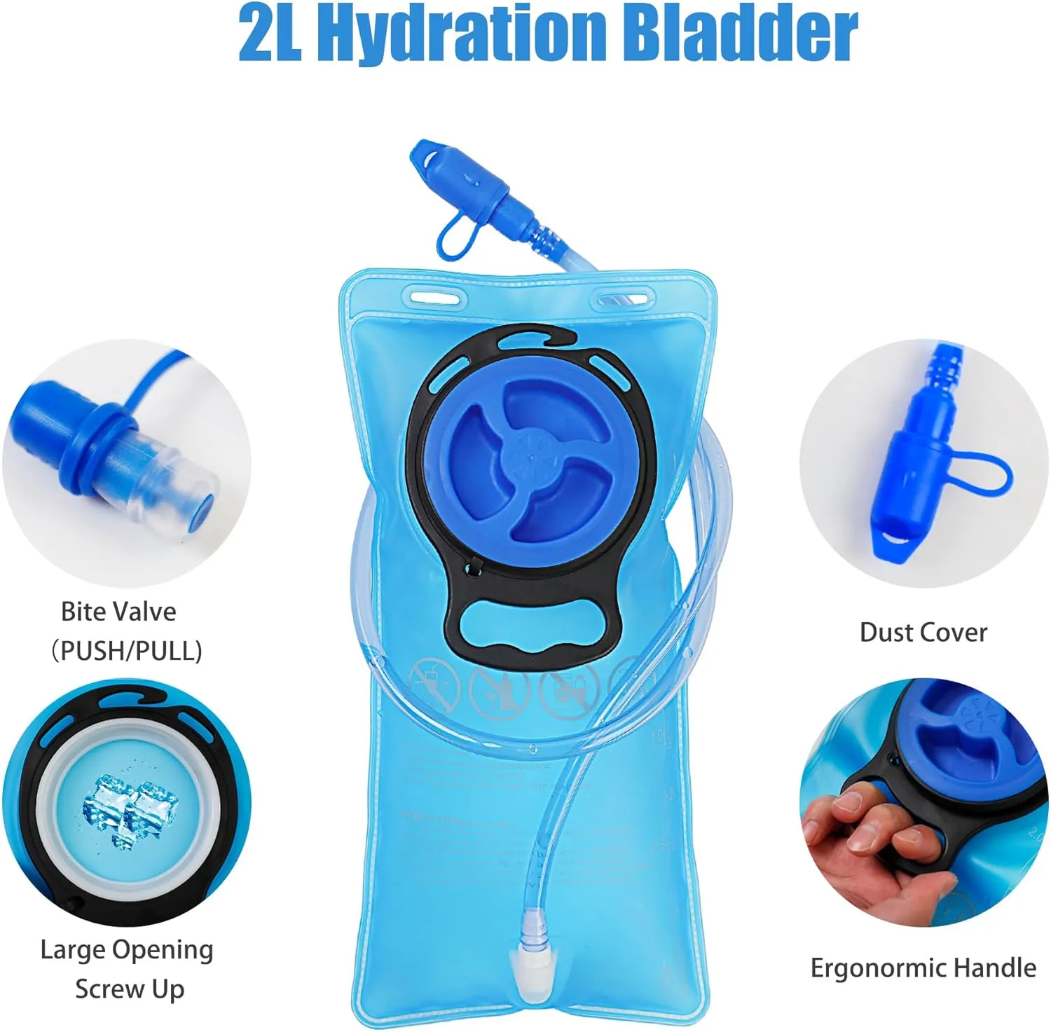 Tactical Hydration Backpack 2L Water Bladder - Lightweight Durable Pack for Hiking, Running, Outdoor Adventures, Adjustable Straps & Leak-Proof Design
