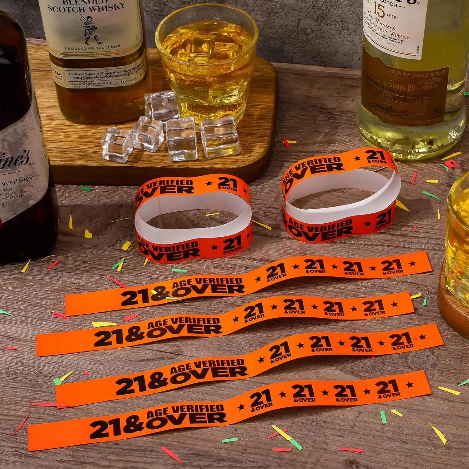 Teling 1200 Pcs Over 21 Paper Wristbands Events Wristbands Colored Waterproof Paper Bracelets Lightweight Wrist Bands Identification Supplies(Orange)
