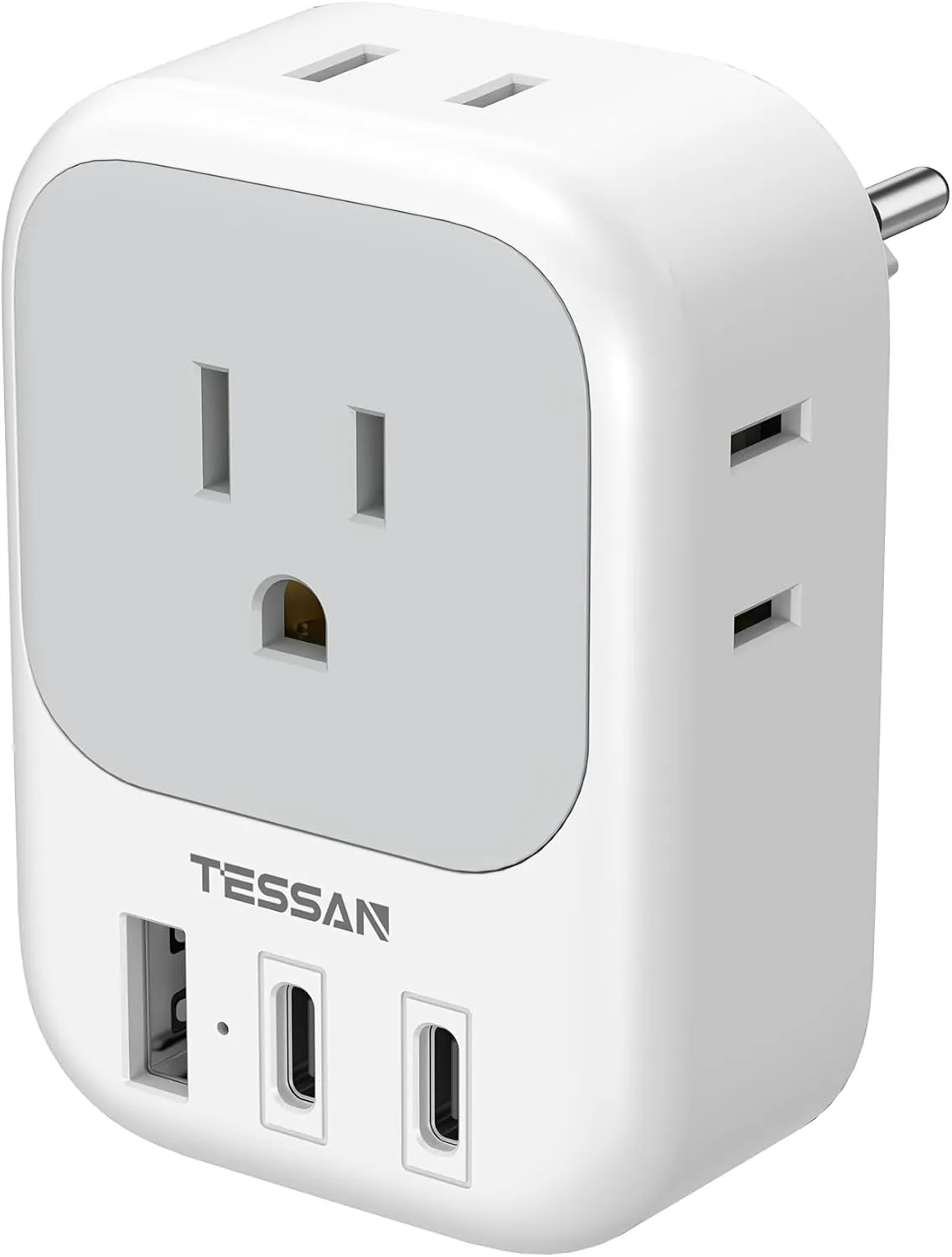 TESSAN Switzerland Travel Plug Adapter, Type J Switzerland Power Adapter with 4 Outlets 3 USB (2 USB-C), Swiss Plug for US to Rwanda Jordan Liechtenstein Madagascar, Travel Essentials