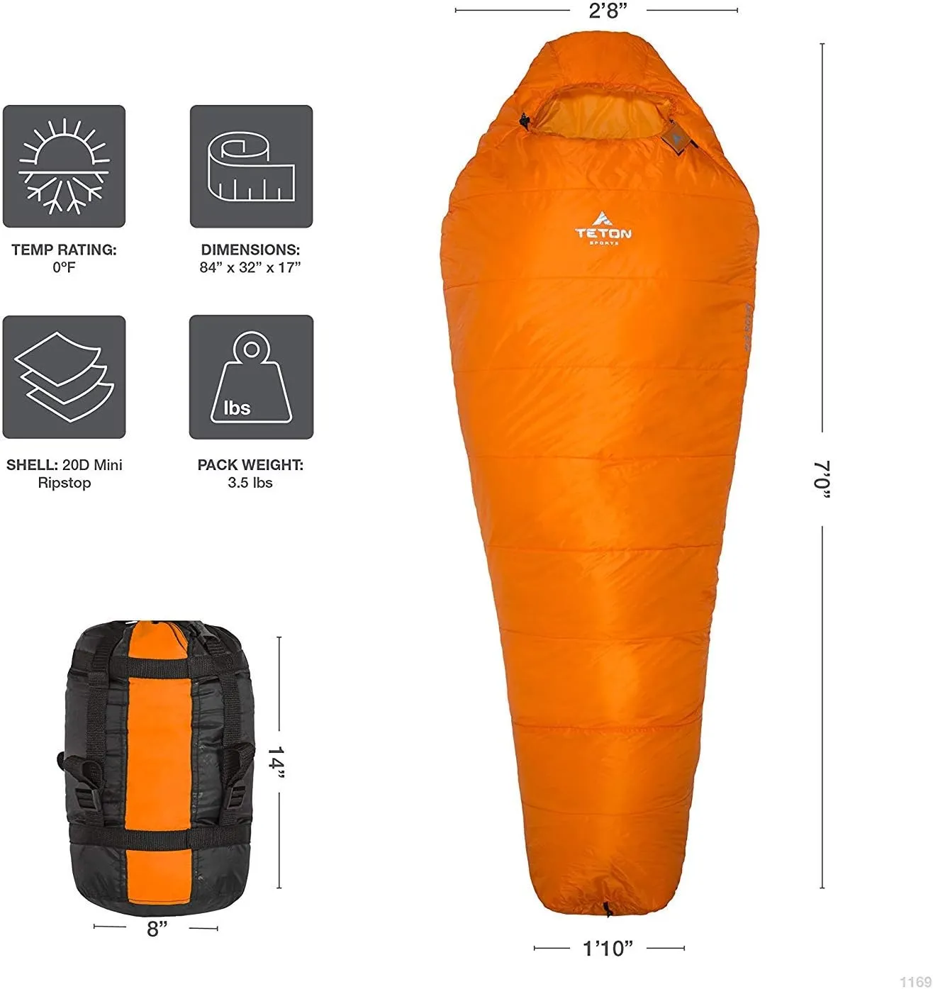 TETON Sports ALTOS, 20 Degree and 0 Degree Sleeping Bag for Adults, Lightweight Warm Mummy Sleeping Bag for Camping, Hiking, Backpacking