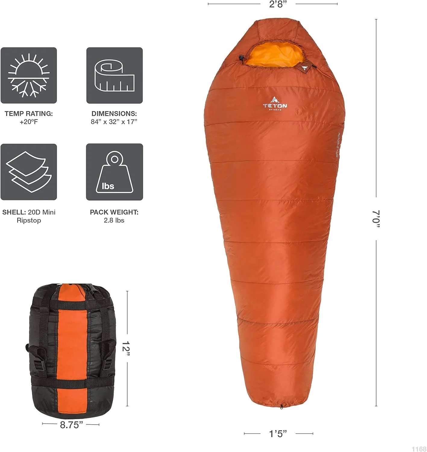 TETON Sports ALTOS Sleeping Bags - Lightweight Warm Mummy Design for Adults, Perfect for 20° & 0° Camping, Hiking, and Backpacking Adventures
